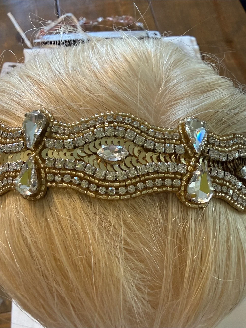 Gold Beaded Crystal Embellished Headband